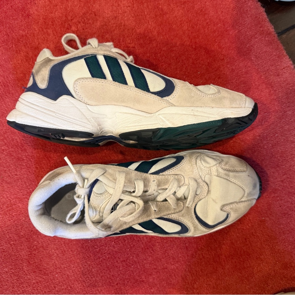 Adidas White and Blue Athletic Sneakers